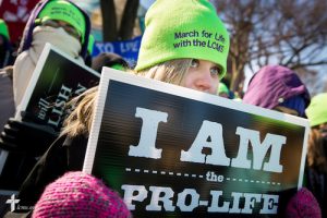 Marissa Troyke, a student of Concordia University Wisconsin, braves the frigid temperatures at a rally Wednesday, Jan. 22, 2014, before the 41st March for Life in Washington, D.C. LCMS Communications/Erik M. Lunsford