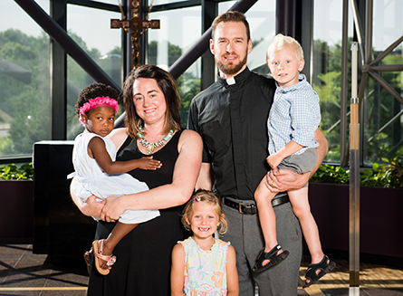 Portrait of Duane and Elizabeth Meissner, career missionaries to Belize, and their family, at the International Center of The Lutheran Church–Missouri Synod on Wednesday, June 11, 2015, in Kirkwood, Mo. LCMS Communications/Frank Kohn