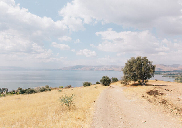 Rural road through a barren desert in Mount of Beatitudes