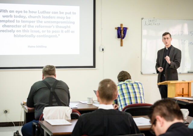 The Rev. Stephen Oliver, LCMS missionary, leads a session during the LCMS Theological Convocation on Tuesday, March 19, 2019, in Chiayi City, Taiwan. LCMS Communications/Erik M. Lunsford