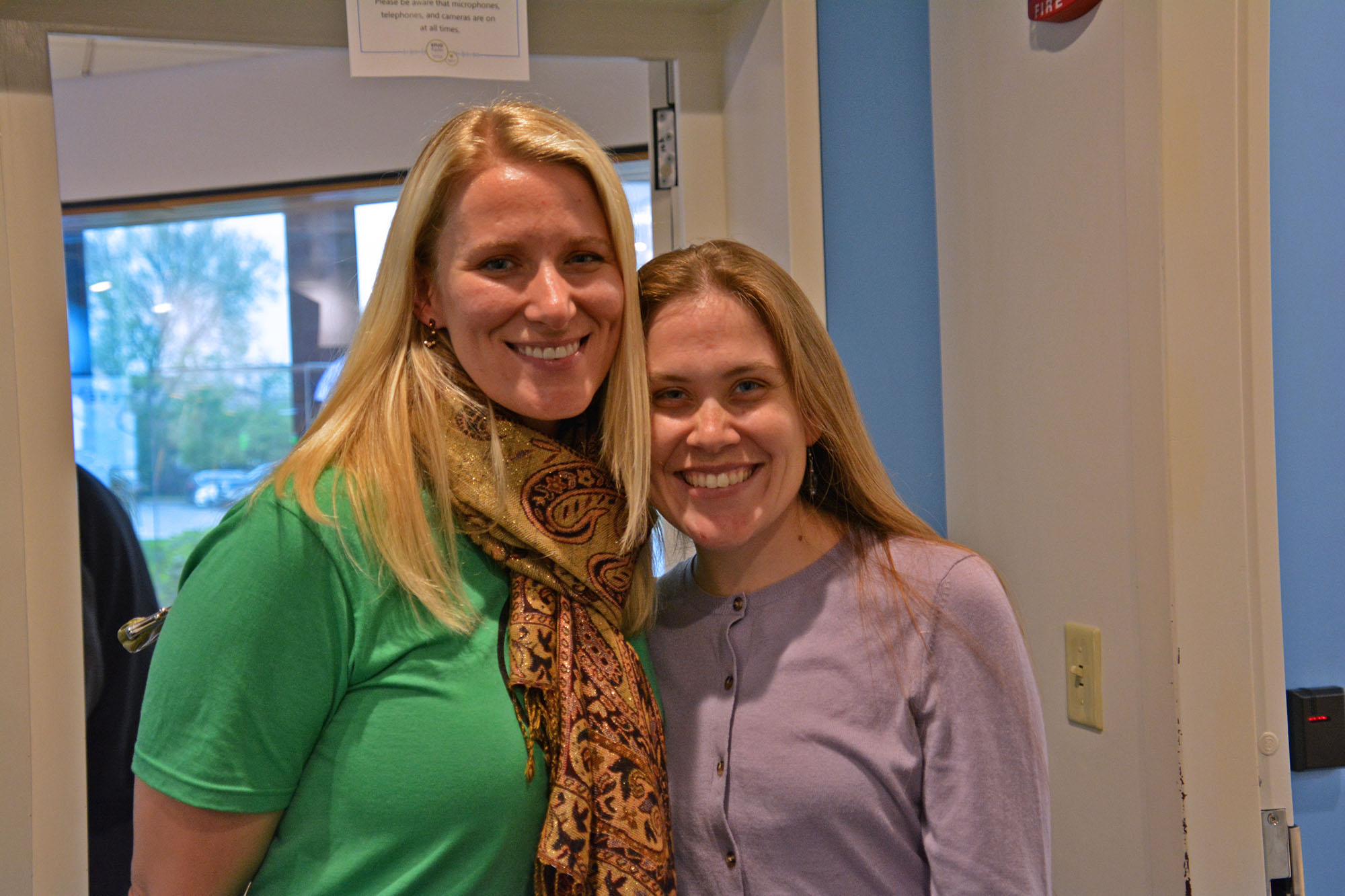 KFUO's Mary Schmidt and Kelly Schumacher, liturgical artist with KFUO underwriter Agnus Dei Liturgical Arts during Sharathon 2019.