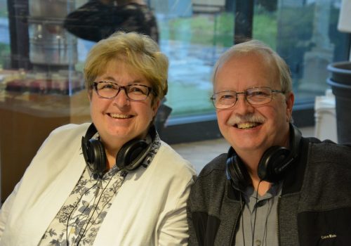 Joanie Harwell and Pastor John Lukomski during a break at Sharathon 2019.