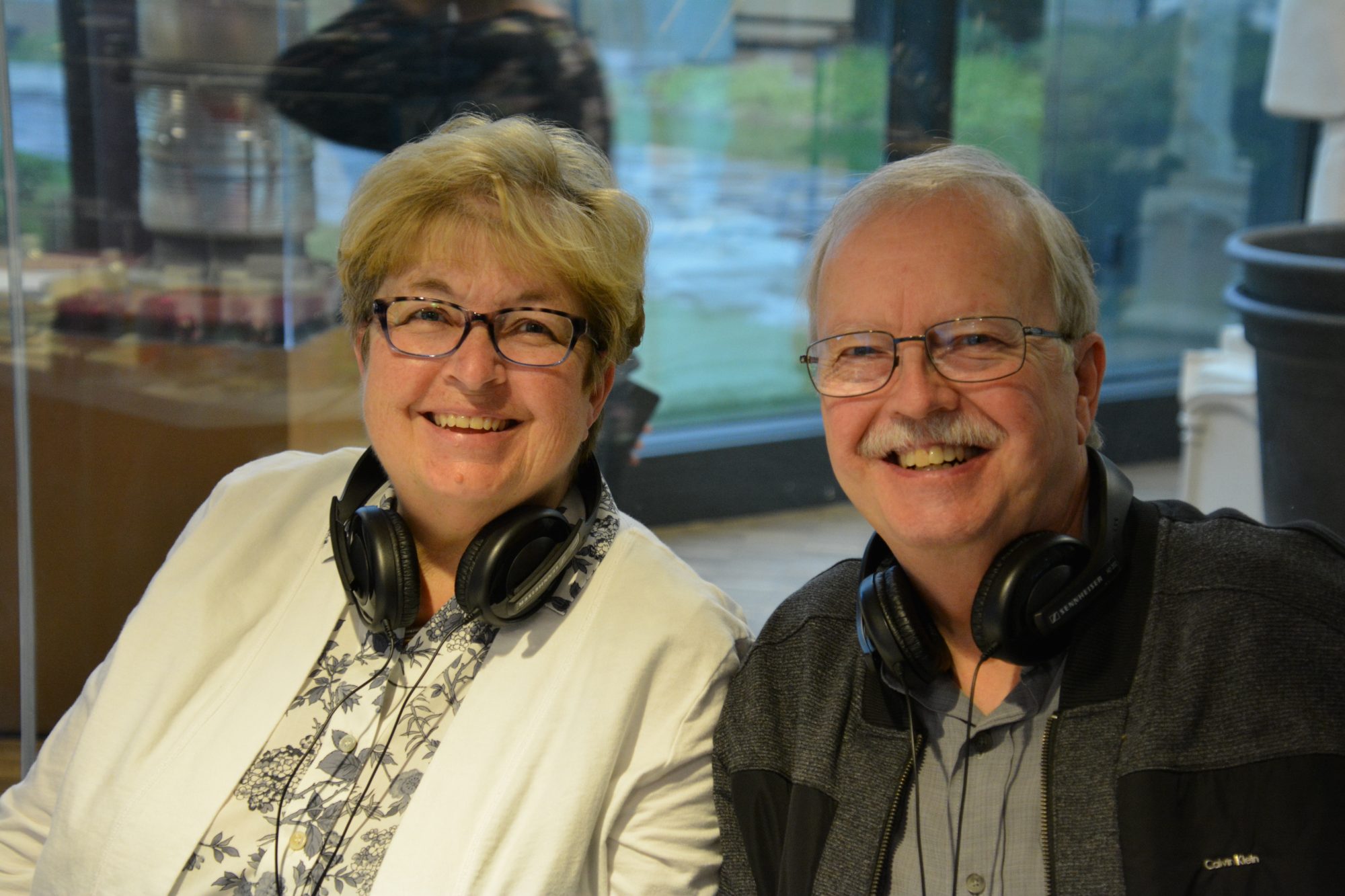 Joanie Harwell and Pastor John Lukomski during a break at Sharathon 2019.