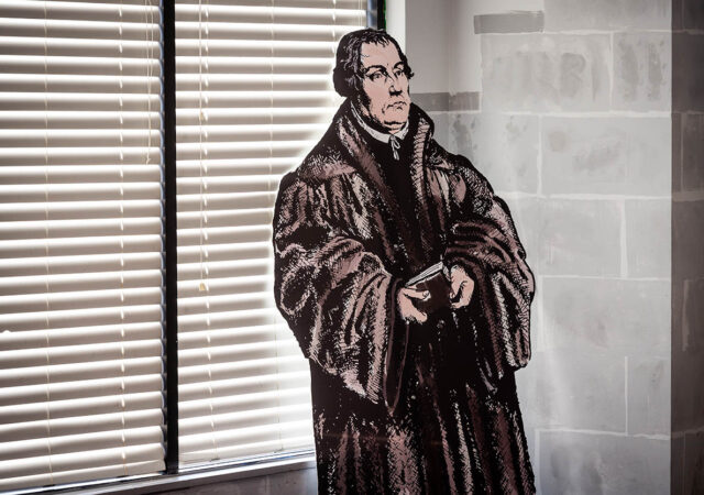A cutout display depicting Martin Luther in the youth room at Mount Calvary Lutheran Church, Warner Robins, Ga., on Wednesday, April 24, 2019. LCMS Communications/Erik M. Lunsford