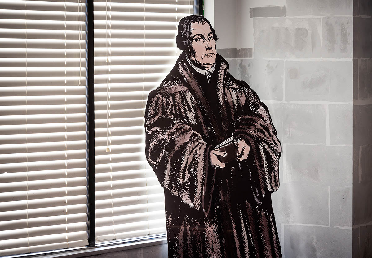 A cutout display depicting Martin Luther in the youth room at Mount Calvary Lutheran Church, Warner Robins, Ga., on Wednesday, April 24, 2019. LCMS Communications/Erik M. Lunsford