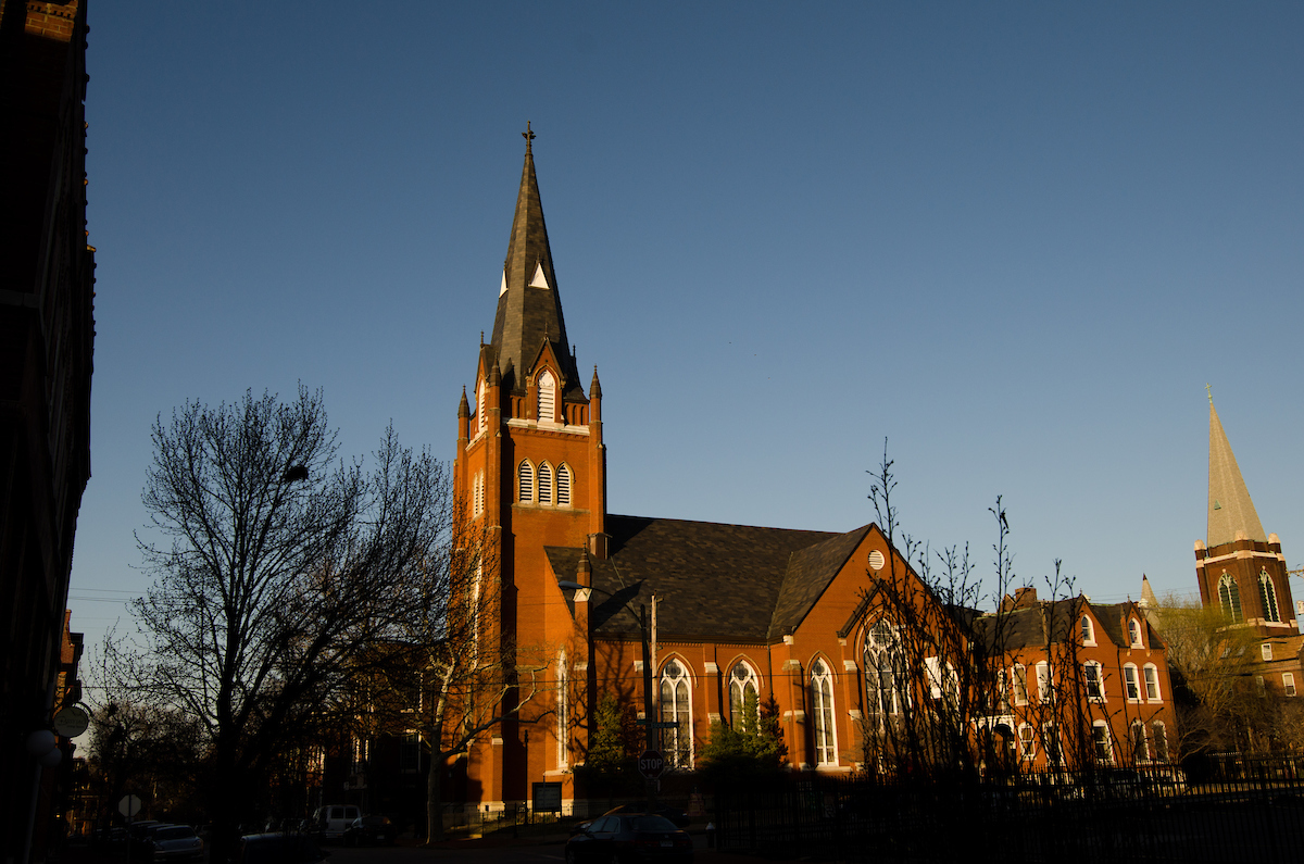 Exterior photograph of Trinity Lutheran Church in Soulard, a part of St. Louis, on Tuesday, April 1, 2014. LCMS Communications/Erik M. Lunsford