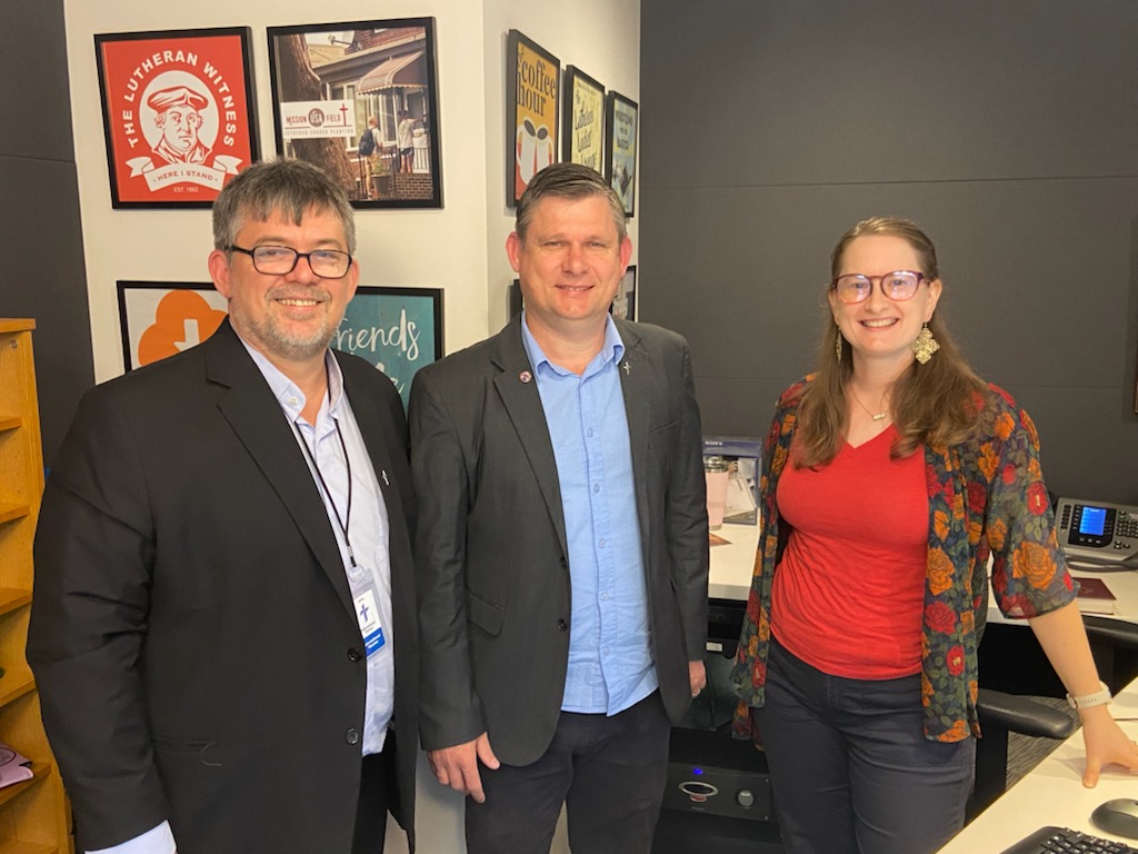 Rev. Airton Schroeder, Rev. Heder Pieper Gumz, and Sarah Gulseth